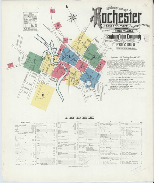 Rochester, New Hampshire 1908 - Old Map New Hampshire Fire Insurance Index