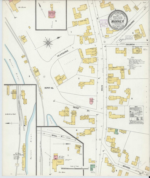 Warner, New Hampshire 1904 - Old Map New Hampshire Fire Insurance Index Warner, New Hampshire 1904 - Old Map New Hampshire Fire Insurance Index