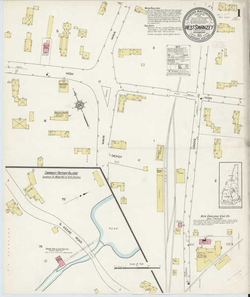West Swanzey, New Hampshire 1913 - Old Map New Hampshire Fire Insurance Index