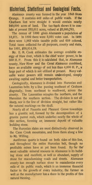 "Historical, Stastistical and Geological Facts", North Carolina 1893 Old Town Map Custom Print - Alamance Co. "Historical, Stastistical and Geological Facts", North Carolina 1893 Old Town Map Custom Print - Alamance Co.