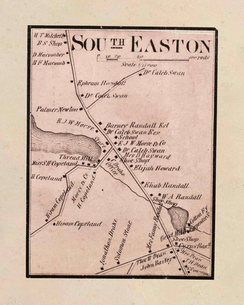 South Easton Village Massachusetts 1858 Old Town Map Custom Print - Bristol Co.