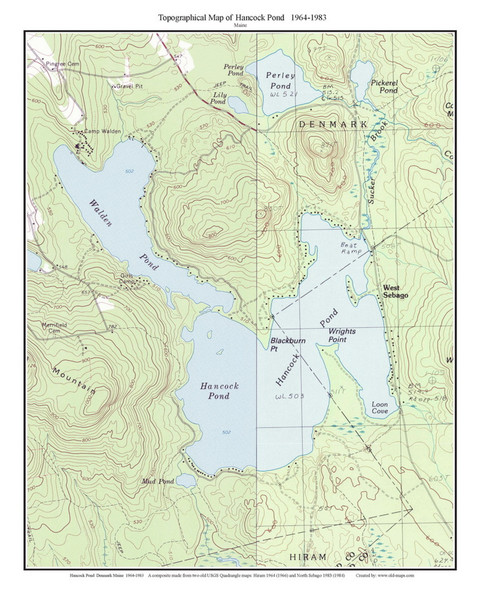 Hancock & Walden Ponds 1964-1983 - Custom USGS Old Topo Map - Maine 1