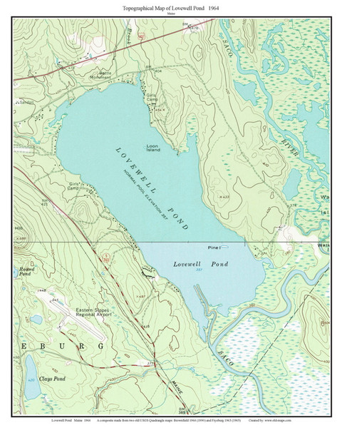 Lovewell Pond 1964 - Custom USGS Old Topo Map - Maine 1 Lovewell Pond 1964 - Custom USGS Old Topo Map - Maine 1