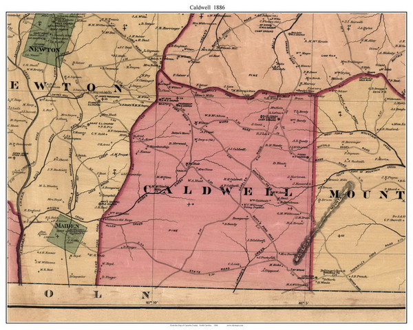 Caldwell Township, North Carolina 1886 Old Town Map Custom Print - Catawba Co