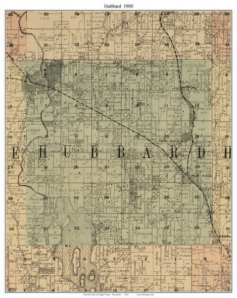 Hubbard, Wisconsin 1900 Old Town Map Custom Print - Dodge Co.