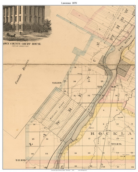Lawrence, Wisconsin 1870 Old Town Map Custom Print - Brown Co.