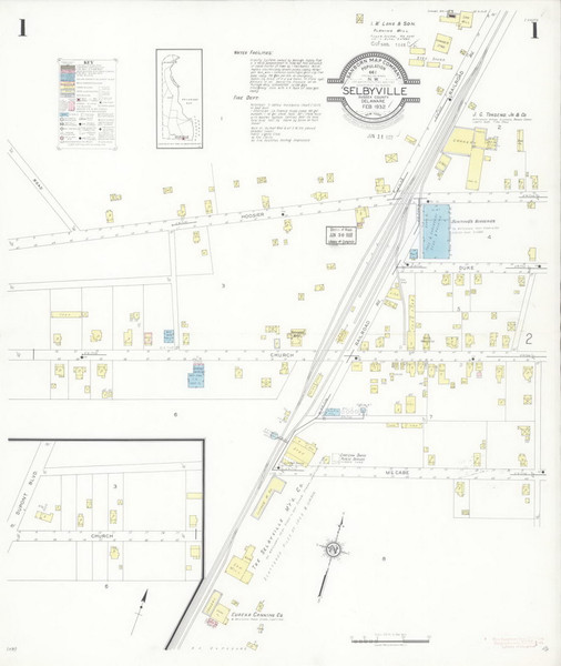 Selbyville, Delaware 1932 - Old Map Delaware Fire Insurance Index