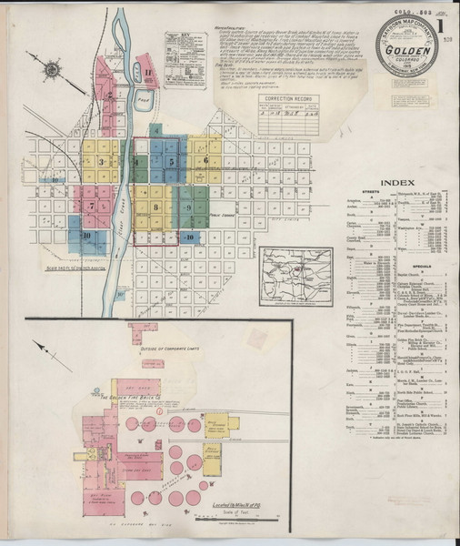 Golden, Colorado 1938 - Old Map Colorado Fire Insurance Index