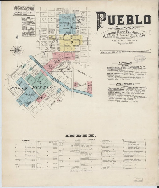 Pueblo, Colorado 1883 - Old Map Colorado Fire Insurance Index