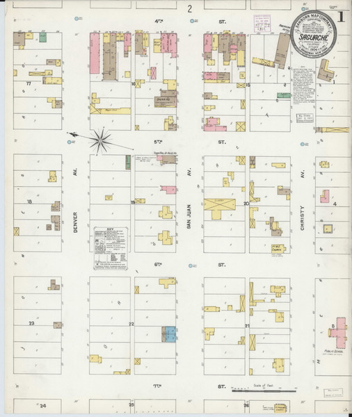 Saguache, Colorado 1904 - Old Map Colorado Fire Insurance Index