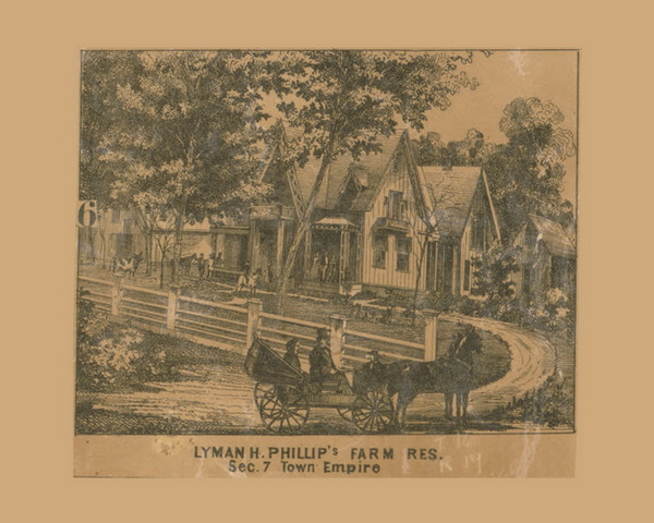 L.H. Phillips Farm and Residence, Empire, Wisconsin 1858 Old Town Map Custom Print - Fond du Lac Co.