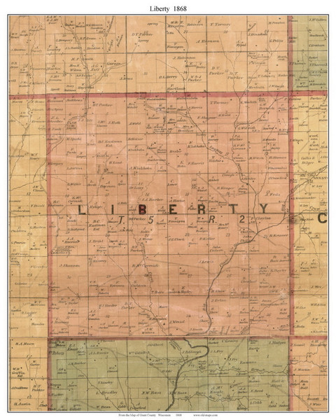 Liberty, Wisconsin 1868 Old Town Map Custom Print - Grant Co.
