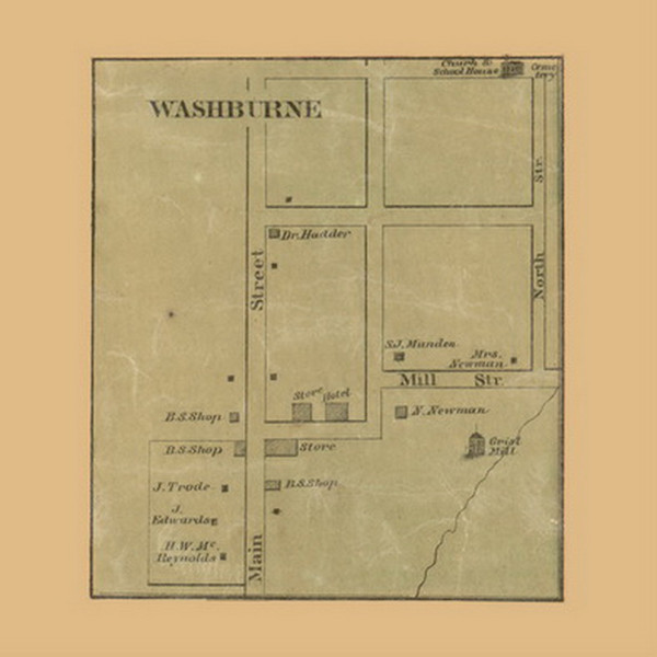 Washburn, Lima, Wisconsin 1868 Old Town Map Custom Print - Grant Co. Washburn, Lima, Wisconsin 1868 Old Town Map Custom Print - Grant Co.