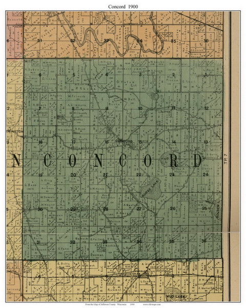 Concord, Wisconsin 1900 Old Town Map Custom Print - Jefferson Co.