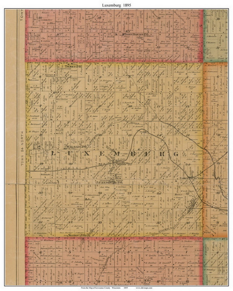 Luxemburg, Wisconsin 1895 Old Town Map Custom Print - Kewaunee Co. Luxemburg, Wisconsin 1895 Old Town Map Custom Print - Kewaunee Co.