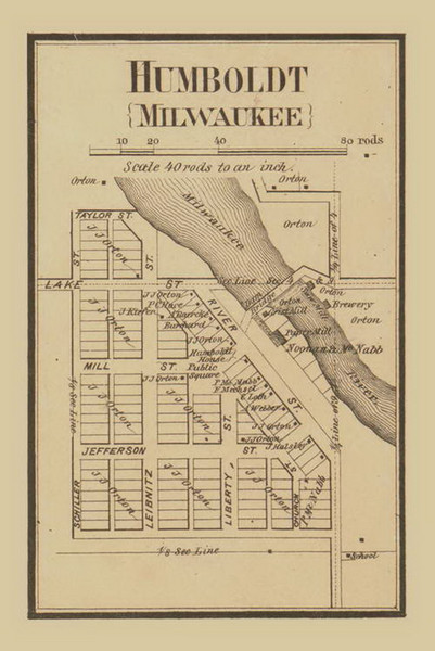 Humboldt, Milwaukee, Wisconsin 1858 Old Town Map Custom Print - Milwaukee Co.