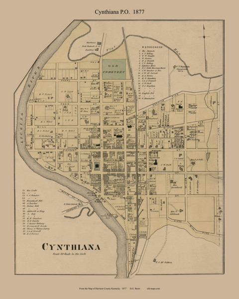Cynthiana City (Precinct 1) - Old Town Map Custom Print - Harrison Co., Kentucky 1877