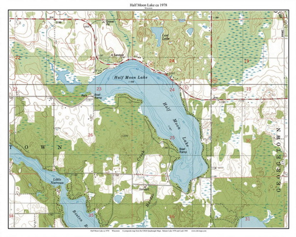 Half Moon Lake 1978 - Custom USGS Old Topo Map - Wisconsin 5