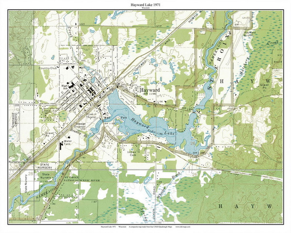 Hayward Lake 1971 - Custom USGS Old Topo Map - Wisconsin 6 Hayward Lake 1971 - Custom USGS Old Topo Map - Wisconsin 6