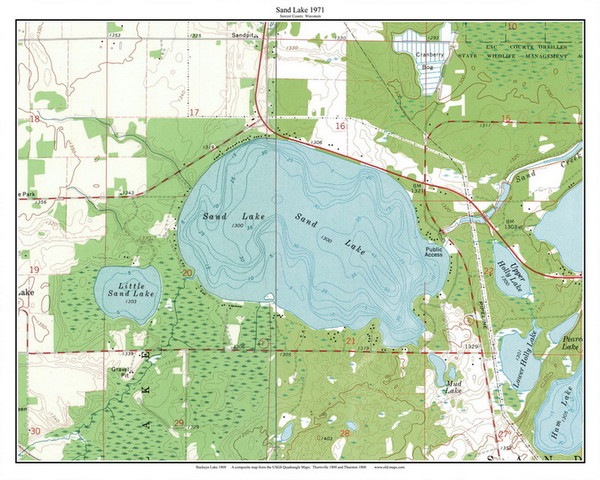 Sand Lake 1971 - Custom USGS Old Topo Map - Wisconsin 6