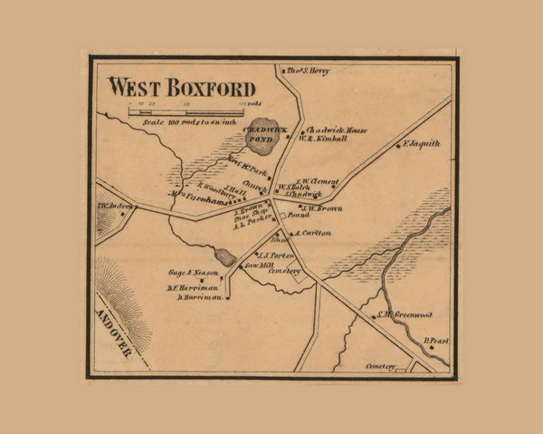 West Boxford Village Massachusetts 1856 Old Town Map Custom Print - Essex Co.