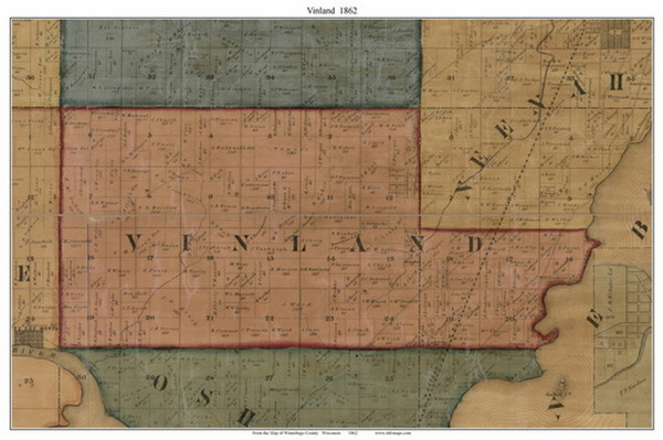 Vinland, Wisconsin 1862 Old Town Map Custom Print - Winnebago Co.