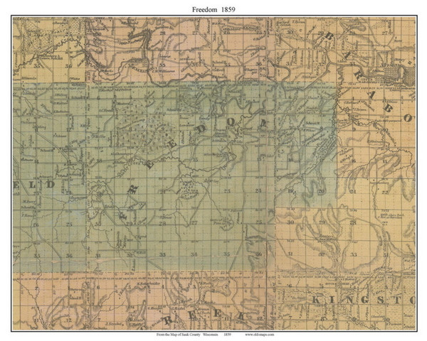 Freedom, Wisconsin 1859 Old Town Map Custom Print - Sauk Co.