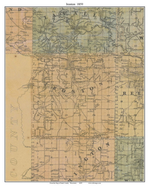 Ironton, Wisconsin 1859 Old Town Map Custom Print - Sauk Co.