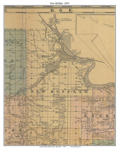 New Bufaalo, Wisconsin 1859 Old Town Map Custom Print - Sauk Co.