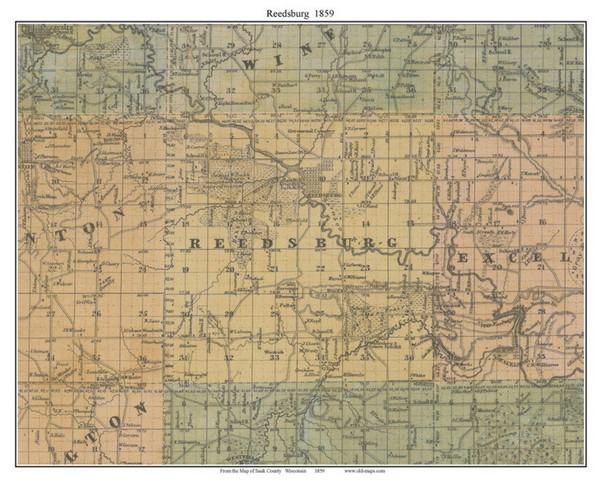 Reedsburg, Wisconsin 1859 Old Town Map Custom Print - Sauk Co.