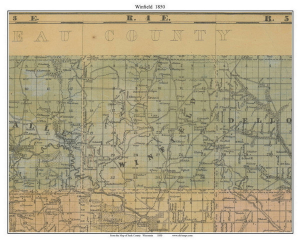 Winfield, Wisconsin 1850 Old Town Map Custom Print - Sauk Co.