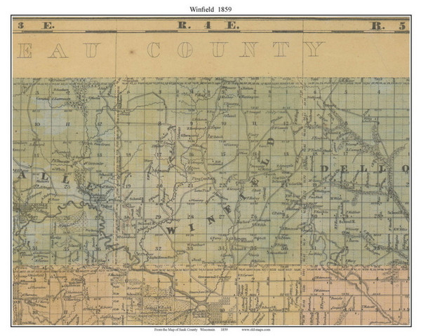 Winfield, Wisconsin 1859 Old Town Map Custom Print - Sauk Co.