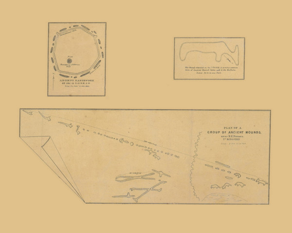 Ancient Mounds, Set #3, Wisconsin 1859 Old Town Map Custom Print - Sauk Co.