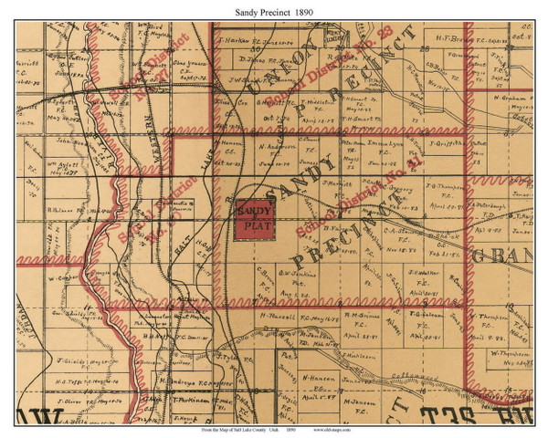 Sandy Precinct, Utah 1890 Old Town Map Custom Print - Salt Lake Co.