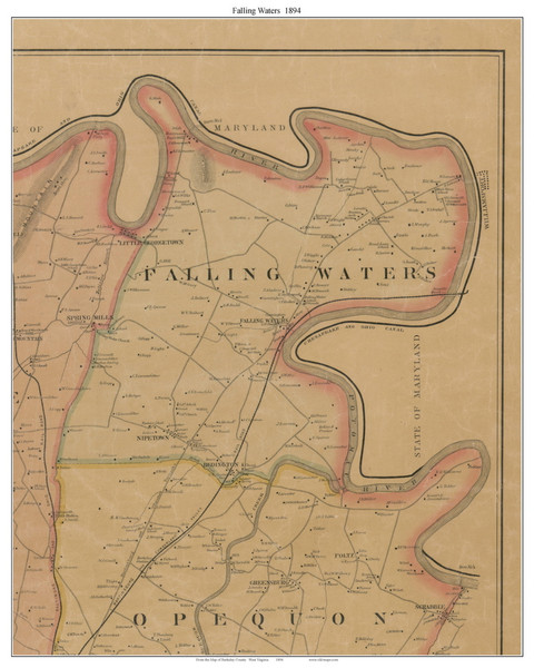 Falling Waters, West Virginia 1894 Old Town Map Custom Print - Berkeley Co. Falling Waters, West Virginia 1894 Old Town Map Custom Print - Berkeley Co.