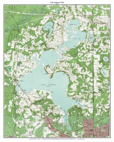 Lake Jackson 1963 - Custom USGS Old Topo Map - Florida Lake Jackson 1963 - Custom USGS Old Topo Map - Florida