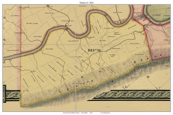District 14 - Jefferson Co. West Virginia 1852 - Old Town Map Custom Print