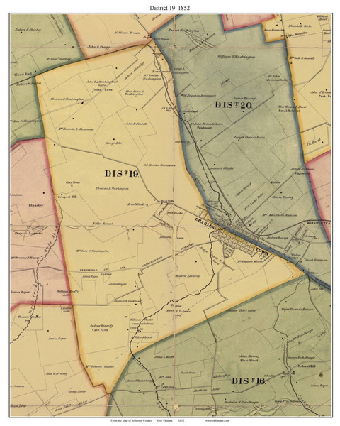 District 19 - Jefferson Co. West Virginia 1852 - Old Town Map Custom Print