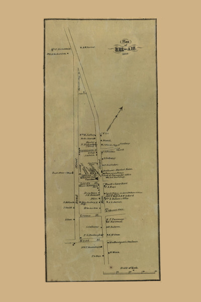 Bel Air Village, Maryland 1858 Old Town Map Custom Print - Harford Co.