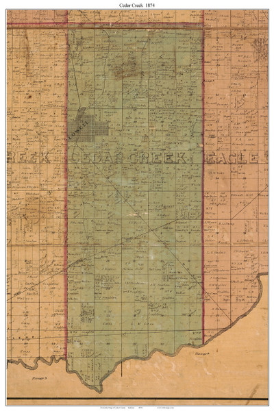 Cedar Creek, Indiana 1874 Old Town Map Custom Print - Lake Co.