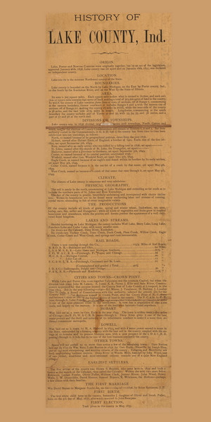 History of Lake County, Indiana 1874 Old Town Map Custom Print - Lake Co.