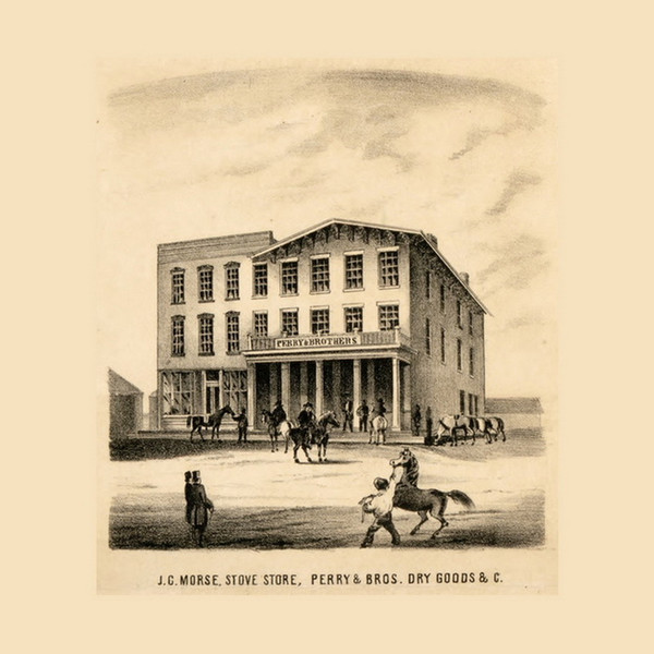 Stoves and Dry Goods Building Illinois 1860 - Old Town Map Custom Print - Henry Co.