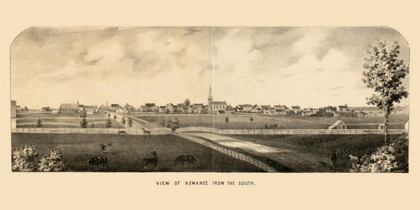 View of Kewanee Illinois 1860 - Old Town Map Custom Print - Henry Co. View of Kewanee Illinois 1860 - Old Town Map Custom Print - Henry Co.