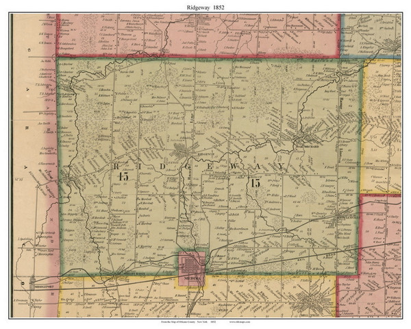 Ridgeway, New York 1852 Old Town Map Custom Print - Orleans Co.