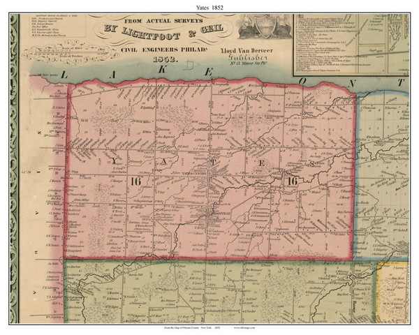 Yates, New York 1852 Old Town Map Custom Print - Orleans Co.