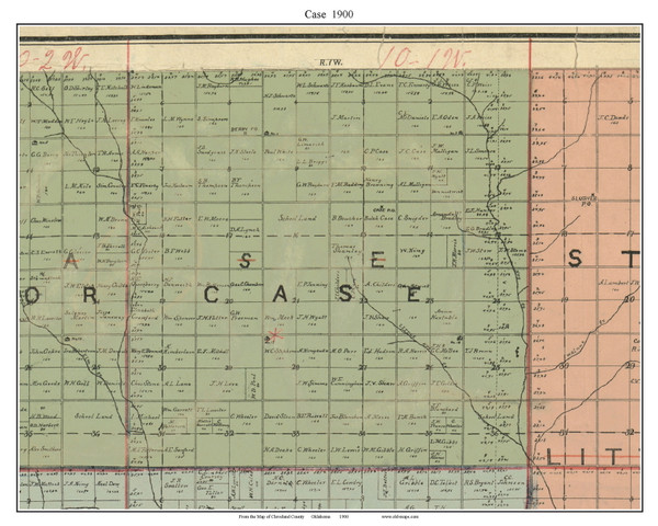 Case, Oklahoma 1900 Old Town Map Custom Print - Cleveland Co.