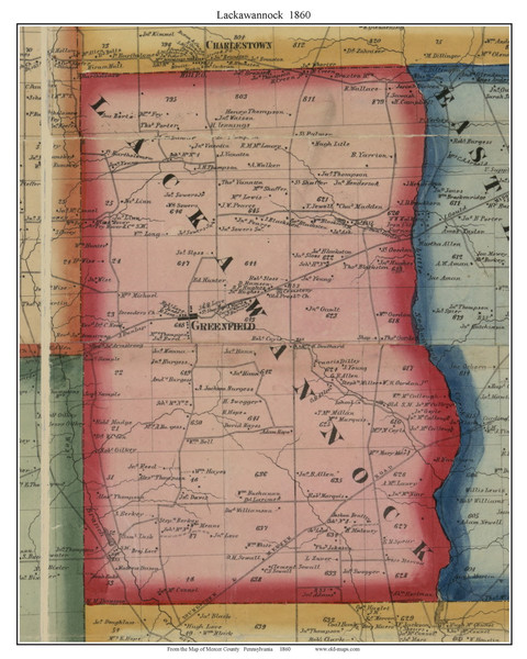 Lackawannock Township, Pennsylvania 1860 Old Town Map Custom Print - Mercer Co. Lackawannock Township, Pennsylvania 1860 Old Town Map Custom Print - Mercer Co.