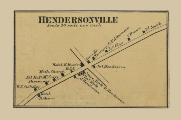 Hendersonville Village, Worth Township, Pennsylvania 1860 Old Town Map Custom Print - Mercer Co.