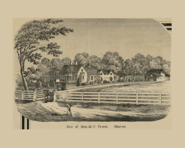 Trout Residence in Sharon, Pennsylvania 1860 Old Town Map Custom Print - Mercer Co. Trout Residence in Sharon, Pennsylvania 1860 Old Town Map Custom Print - Mercer Co.
