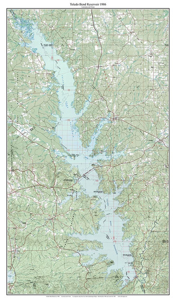 Toledo Bend Reservoir 100k 1986 - Custom USGS Old Topo Map - Louisiana Toledo Bend Reservoir 100k 1986 - Custom USGS Old Topo Map - Louisiana